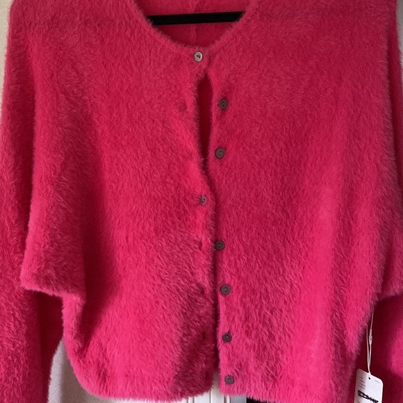 Free People One Allegra Cardi Hot Pink - Picture 4 of 6
